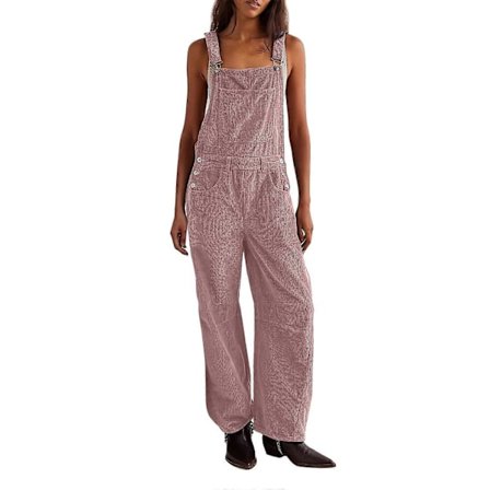 Dam Corduroy Overaller Lös Barrel Vida Ben Jumpsuit Justerbar Rem Bib Romper Byxor med Fickor brun XL