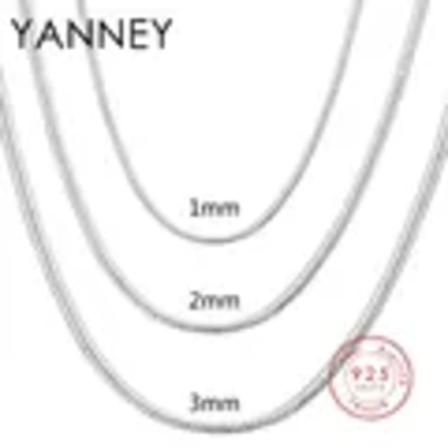 100% 925 Sterlinghopea 1MM/2MM/3MM Käärmeketju 16-30 Tuumaa Kaulakoru Naisille Miehille Muoti Häät Korut Joulu Tukkumyynti 3MM 55cm Necklace