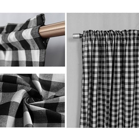 Rutete kjøkkengardin med kappe i polyester, moderne og enkel, kaffe