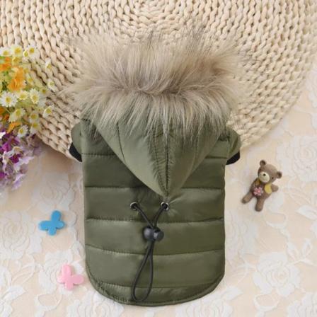 Hundrock Liten hundjacka Vindtät varm vadderad dunhuvtröja Snödräkt Mode Vinter Hundkläder för katt Valp Chihuahua Yorkie Green XL