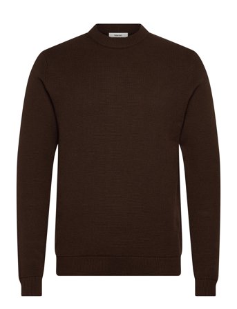 Slhdane Ls Knit Structure Crew Neck Noos Brown Selected