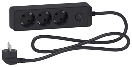 Schneider Electric Unica Extend Grenuttag 3-vägs, jordat, 1.5 m Antracitgrå, Anslutningsdon & kablar