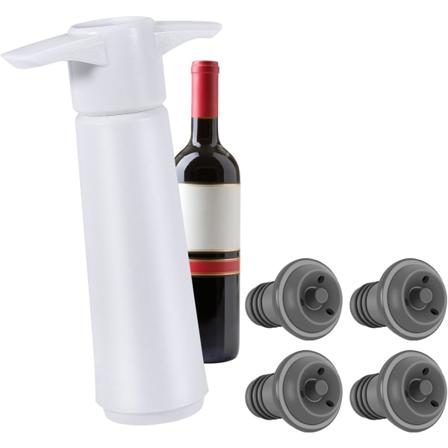 Vinsettholdende sett - (1 x vinbevarer + 4 x vakuumpropp) - White Set