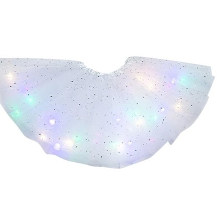 Stjerne Lys Prinsesse LED Danse Nederdel Lysende Julefest Scene Tyl Ballet Pige Altid Tændt &