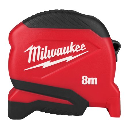 Milwaukee Compact Slim Måttband Extra tunn och lätt 8 m - 25 mm, Mått & vattenpass