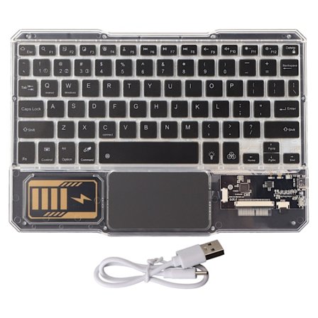 Uppladdningsbart Bluetooth Trådlöst Transparent Tangentbord 7 Färger Bakgrundsbelysning Kompatibelt Mate Tablet Svart