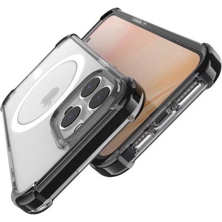 Go Go Gadget - Lämplig för iPhone 16 Pro Max - Magsafe-kompatibilitet - Silikonskal - Svart kant - Transparent