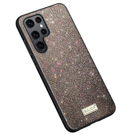 SULADA For Samsung Galaxy S24 Ultra PU Lær+PC+TPU Mobiltelefon Deksel Glitter Paljetter Bakdeksel