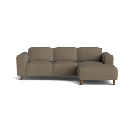 Toledo Chaiselongue-Sofa, rechts in Aurora Braun, stilvolles Design mit großzügiger Sitzfläche, Nozag-Federn für hohen Komfort, Breite 230cm