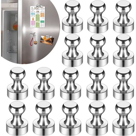 LOVIMAG 16 stk Kjøleskapmagneter for Whiteboard, Sterke Kjøleskapmagneter for Voksne, Små Magnetiske Push Pins, Cruisemagneter for Metall
