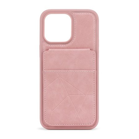Fodral för iPhone 16 Pro Max 【rosa】 Ställ korthållare lätt lyx Soft-Touch läder