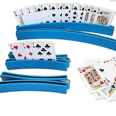 Kortholdere til spillekort, håndfri buet foldbar plastik spillekortholder til børn og ældre, 4-pak, 13,38 tommer lang