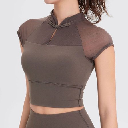 Dame Topp Yoga Crop Top GRÅ L