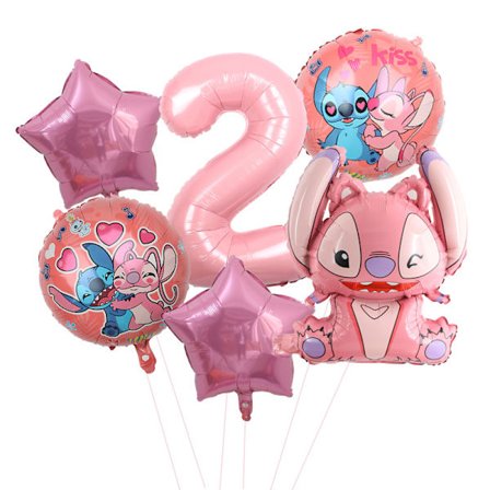 6 kpl Lilo & Stitch -juhlapallot 30" Numero Ilmapallot Set Baby Shower Syntymäpäiväjuhlat Koristeet Lasten Lelut Lahjat Tarvikkeet Pinkki