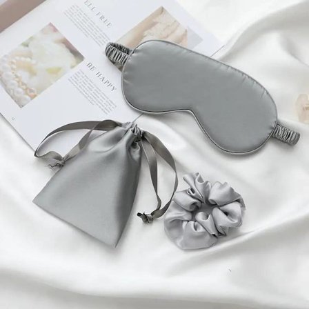 Sleep mask + scrunchie + matkalaukku setti silkki nukkumaan ylellisesti