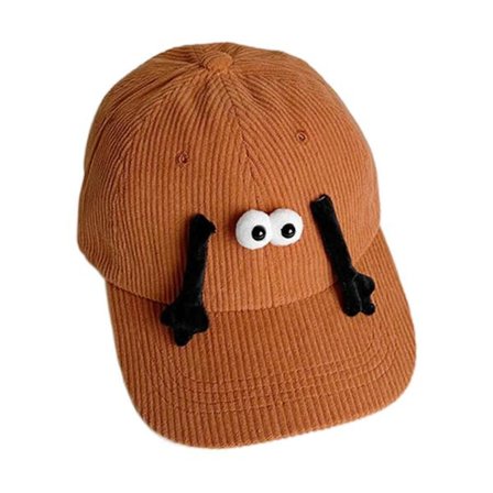 Justerbar Barne Duck Tongue Hatt Tegneserie Hånd i Hånd Kordfløyel Baseball Caps Varm Lue for Reise og Shopping karamellfarge