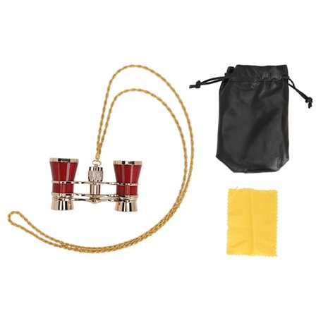 3X25 Teaterkikkert Opera Kikkert 3X25 Opera Kikkert med Kjede for Fugletitting Utendørs Jakt Camping Vintage Rød