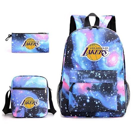 Tredelad skolväska Lakers printed pennväska Axelväska