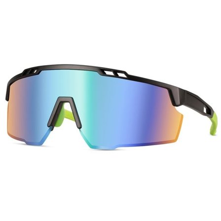 Sporty solbriller med speilglass og svart innfatning