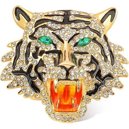 Rhinestone Tigerhuvud Brosch Nål. Djur Lapel Nål för Män, Punk Lejon Kavaj Brosch för Herrar Brosch Nål Kostym Tiger Pi