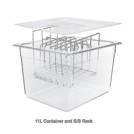 Ruostumattomasta teräksestä valmistettu Sous Vide -teline ja 11 litran Sous Vide -keittiökonttien sarja irrotettavilla jakajilla erottimella 