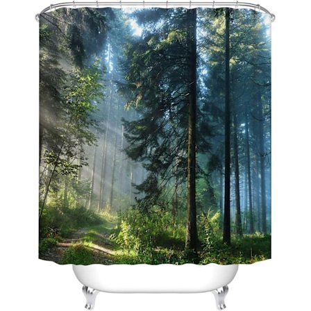 Landskapsmålning Färsk skog Mögelbeständig Digitalt tryckt tyg Duschdraperi 72 tum x 72 tum Vattentät Mögelbeständig Duschdraperi