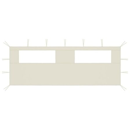 vidaXL Sidovägg med fönster till partytält 6x2 m gräddvit
