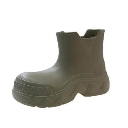 Vattentäta Stövlar för Kvinnor, Regnstövlar i Läder, Platformskor, Kort Skaft, Nya Lyxiga Gummistövlar, Snö, Halksäkra, Tätning, Vinter, Höga Green 37