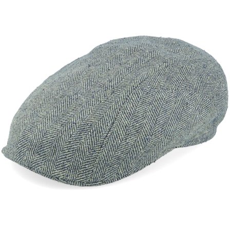 Stetson - Green - flatcap - Cap - Driver Silk Green/Blue Herringbone Flat Cap - Hatstore