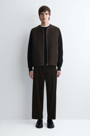 COS Leather-Trimmed Teddy Gilet in Brown - Men