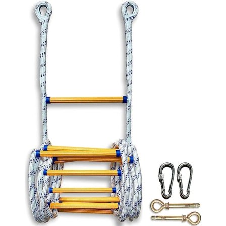 Bärbar brandstege tillverkad av brandsäkert rep (Storlek: 3m/9.8ft), Snabb utplacering, Mjuk stege för vuxna att fly genom fönster_jarx