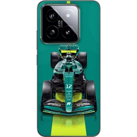 Yhteensopiva Puhelinkuori Xiaomi Xiaomi 14 Aston Martinin Formula 1 -auto vihreässä kilpailumuotoilussa, jossa on moderni studiosentuntma