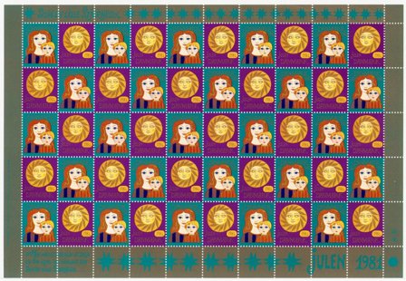 Danmark - Julemærkeark 1981 - Utakket på den venstre side - Ufoldet