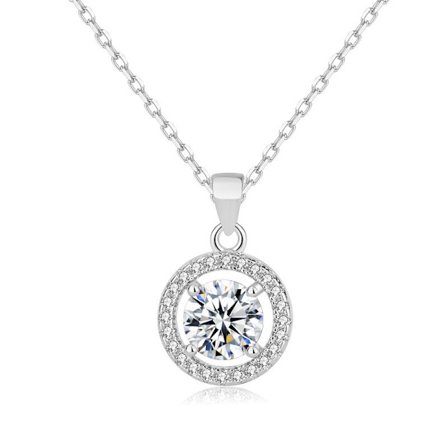 s925 silver Vitguldpläterat Halo-hänge