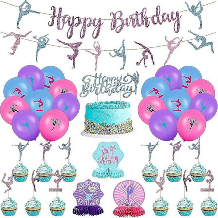 36 Stykker Turnfest Dekorasjoner 2 Turn Bursdagsbanner 3 Bord Honningkakesenter