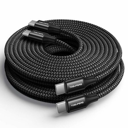 10ft 2 kpl Pitkä USB C - USB C -kaapeli Nopea lataus 60W, PD Type C -laturi Samsung Galaxy S25 S24 S23 S22 Ultra A16 Z Flip6 Fold6, iPhone 16 -