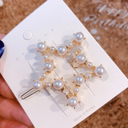 3 stk. Temperament Perle Hår Side Klip Enkelt Hår Side Klip Pandehår Hårnåle til Kvinder Piger----Pentagram