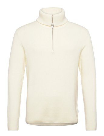 Lindbergh Half Zip Rib Knit W?. Oversized Col - Cream - XL