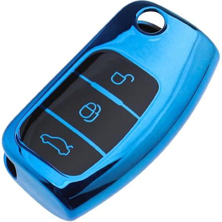 Bilnøglecover Finish Tpu 3 knapper Bilnøgle Fob Cover Case Shell Stødsikker Blå Kompatibel Med Velegnet Til Ford Nøglecover Bil Klassisk Fox Cover Max