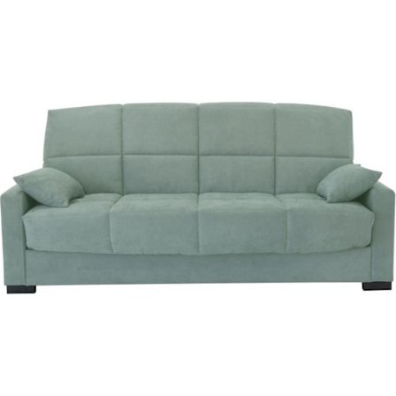 3-sits bäddsoffa MEGAN 14 - Mandelgrönt Soro-tyg - Med armstöd - Säng 130x190 cm - L223 x D96 x H103 cm