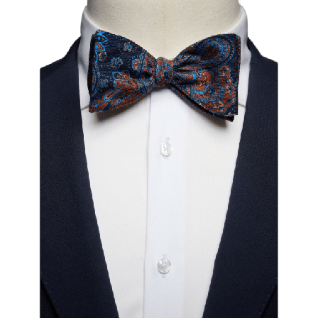 John Henric Bow Tie Wool Paisley Kostymtillbehör Herr Blå ONESIZE