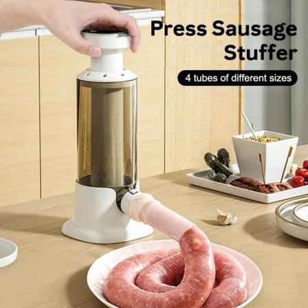 (som vist) Pølsestopper - QINGQUE - Manuell - 4 fyllerør - Sklisikker - Stor kapasitet