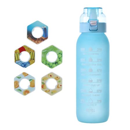 1000ml 5kpl makuainetta, maustettu vesipullo, tuoksuva vesikuppi, ilmalla maustettu urheiluvesipullo, urheilu- ja kuntoiluvesipulloon (sininen)