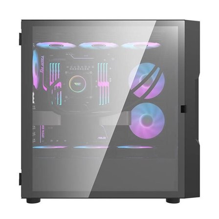 Darkflash DK431 PC-kabinett i glass (svart) + 4 RGB-vifter