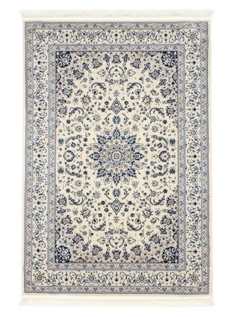 Nain Emilia 200X300 Blanc Crème/Bleu Médaillon Tapis