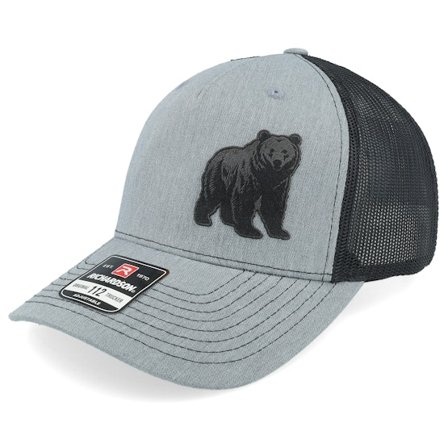 Wild Spirit - Bear Engraved 112fp Split Heather Grey/Black Trucker Trucker Grey Cap - @ Hatstore