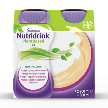 Nutridrink PlantBased 1,5 kcal/ml Næringsdrikk, Mango og pasjonsfrukt, 4x200 ml