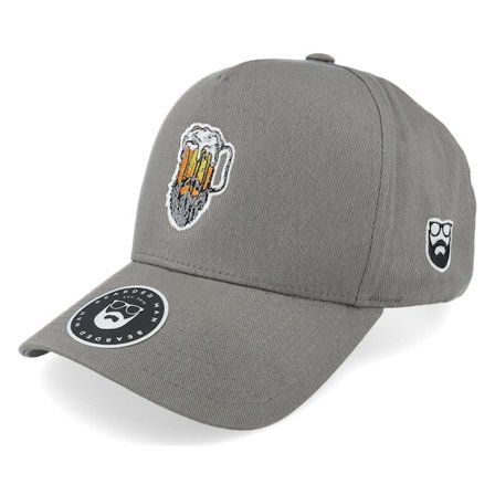 Bearded Man - Beer Man Logo Grey A-Frame Adjustable Adjustable Grey Cap - @ Hatstore