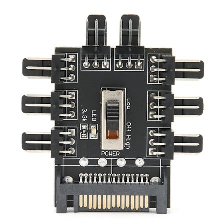 Fläkthub 3-stifts strömadapterkabel 1 till 8 Splitter för dator kylning SATA strömförsörjning