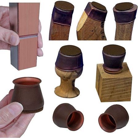 1-1/2 tommers filtbunn myke silikonstolbenbeskyttere, mørk valnøtt medium